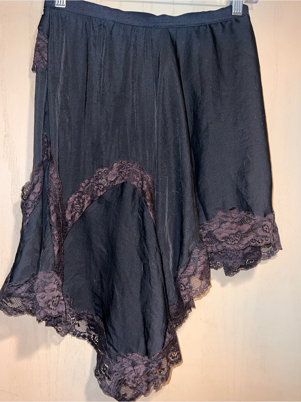 Free People Black Mini Skirt with black Lace Trim